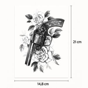 Halb-Tattoo-Ärmel gun and roses