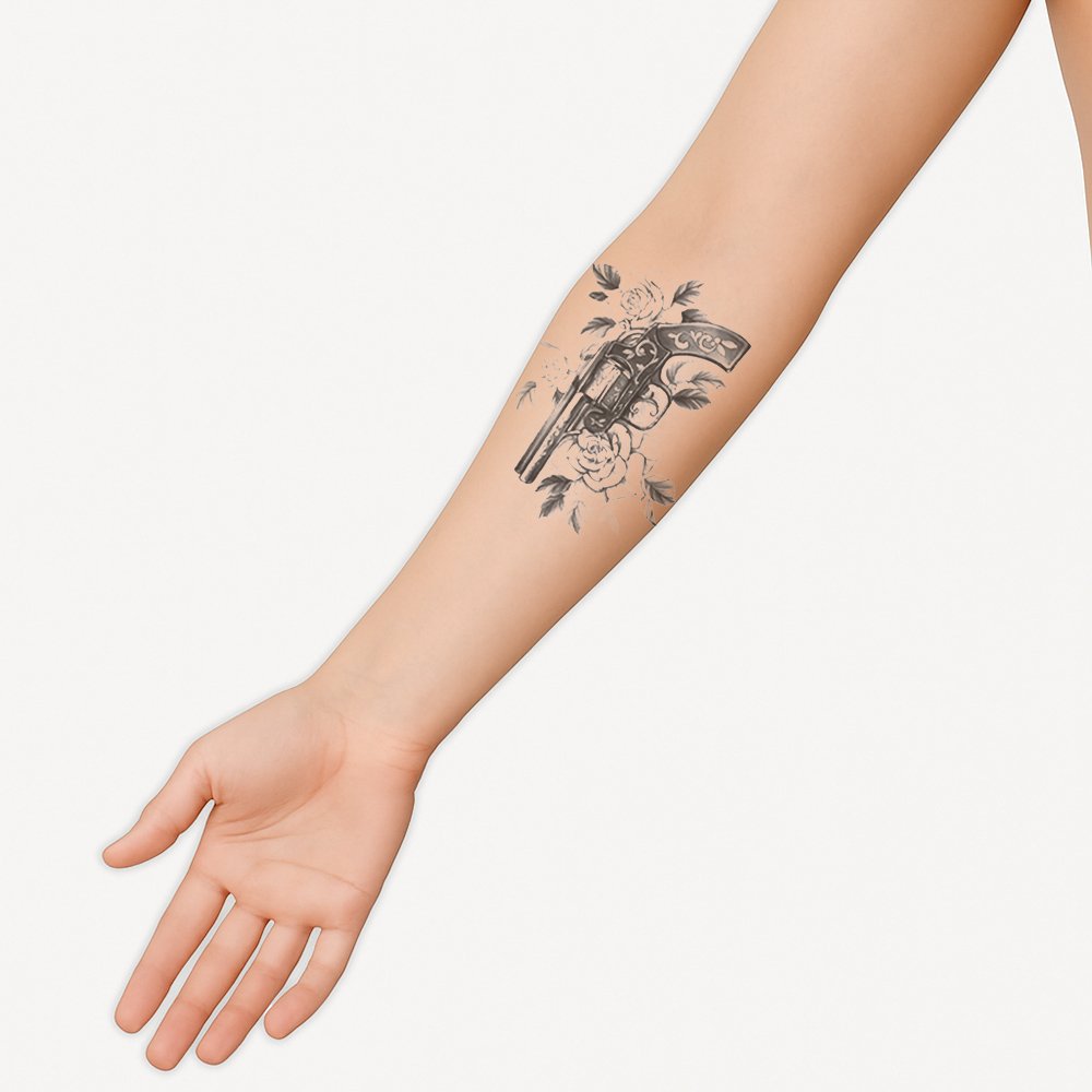 Halb-Tattoo-Ärmel gun and roses – Bild 2