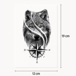 Tattoo grünäugiger Wolf