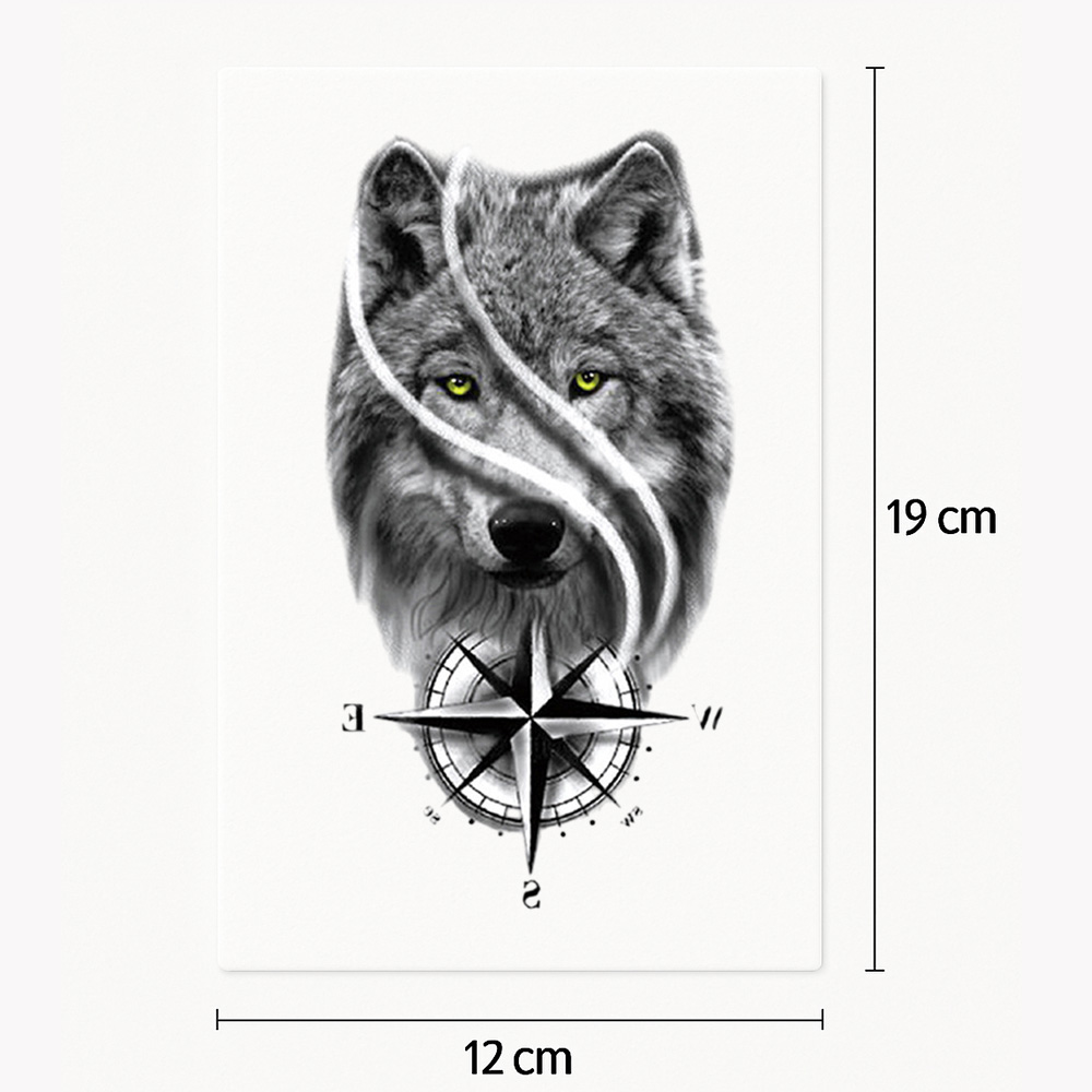 Tattoo grünäugiger Wolf
