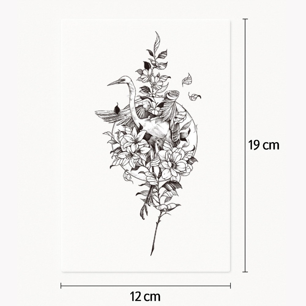 Tattoo blumiger Storch