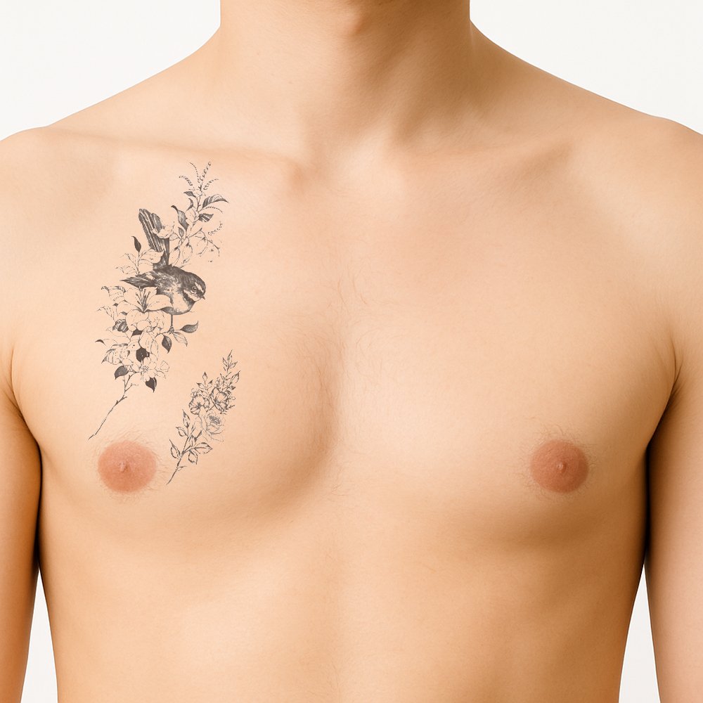 Tattoo Blumen und Vögel – Bild 2